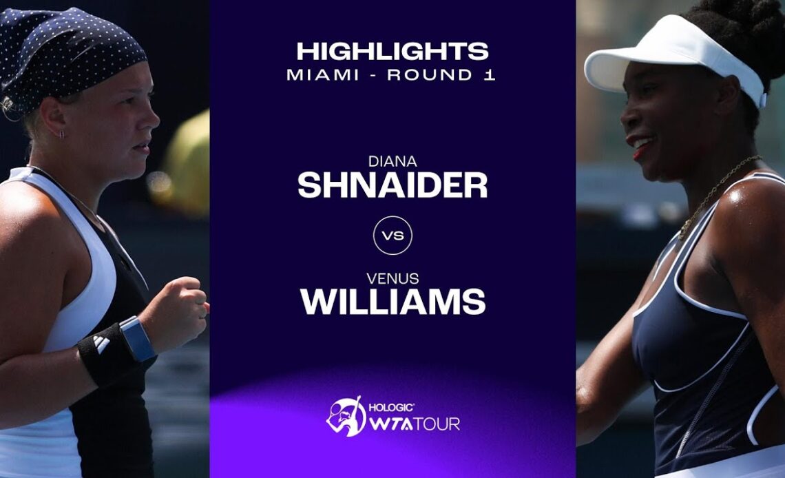 Diana Shnaider vs. Venus Williams | 2024 Miami Round 1 | WTA Match Highlights