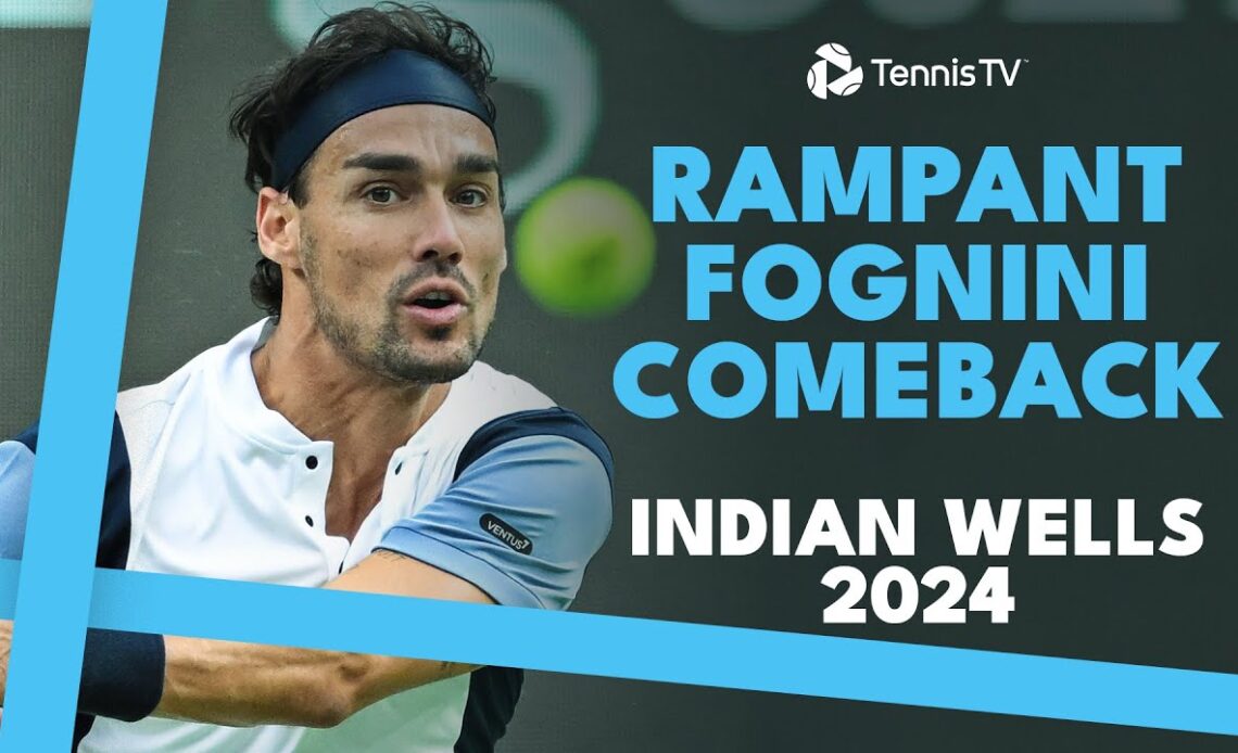 Fabio Fognini Wins SIX Games In A Row From A Set And A Break Down | Indian Wells 2024