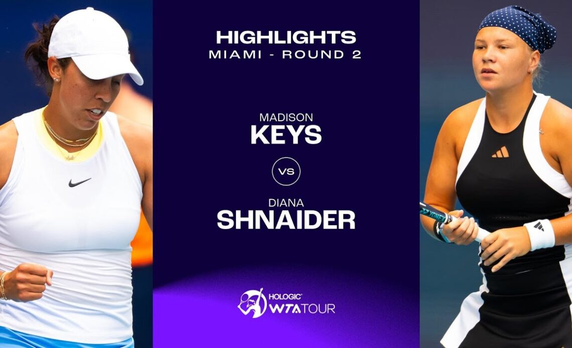 Madison Keys vs. Diana Shnaider | 2024 Miami Round 2 | WTA Match Highlights