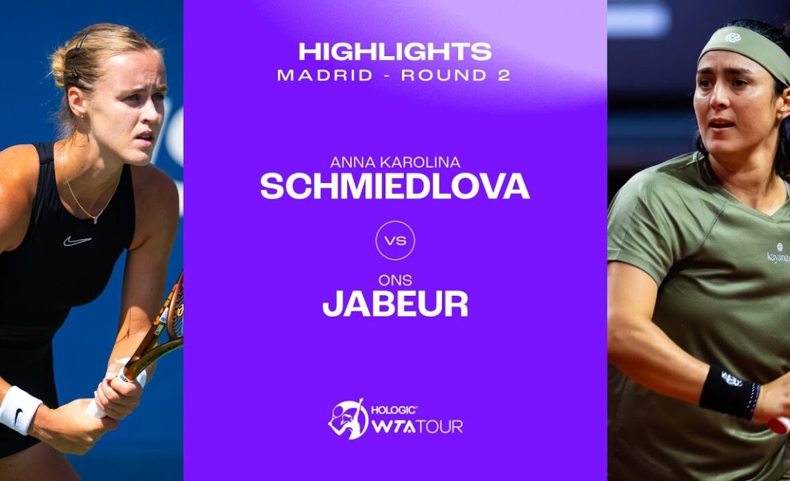 Anna Karolina Schmiedlova vs. Ons Jabeur | 2024 Madrid Round 2 | WTA Match Highlights