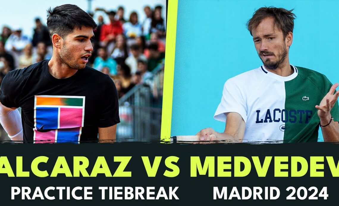 Carlos Alcaraz vs Daniil Medvedev Practice Tiebreak | Madrid 2024