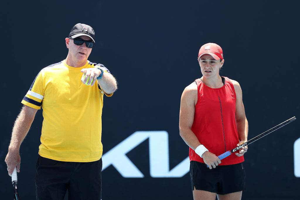 Craig Tyzzer with Ash Barty at Australian Open 2022. Picture: Getty Images